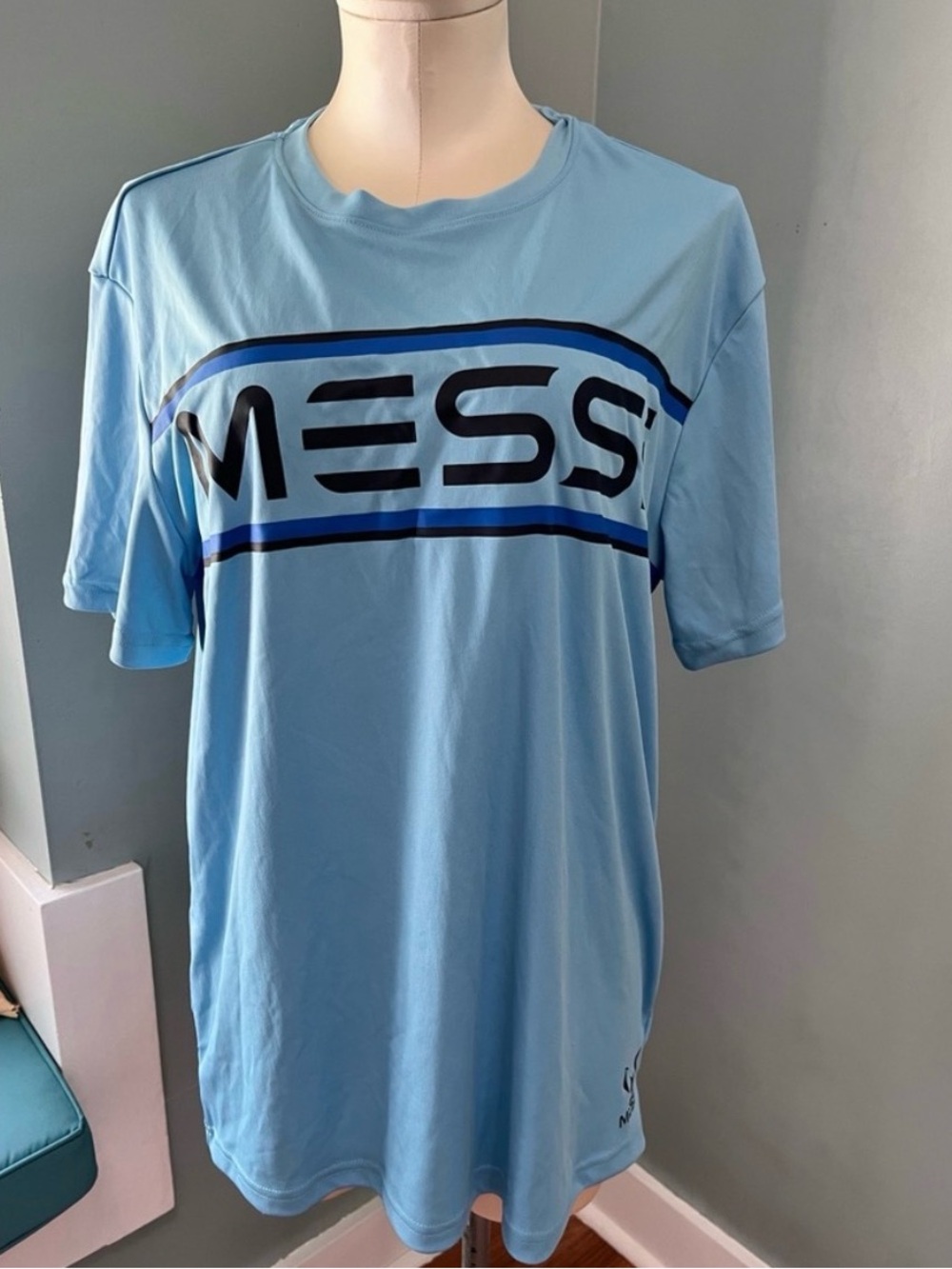 NWT MESSI Light Blue Graphic Crewneck  Jersey